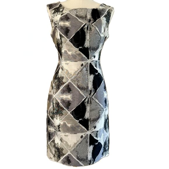 Calvin Klein Black and Gray Geometric Dress - Picture 1 of 7
